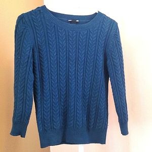 Aegean/Prussian Blue cable-knit pullover sweater by H&M